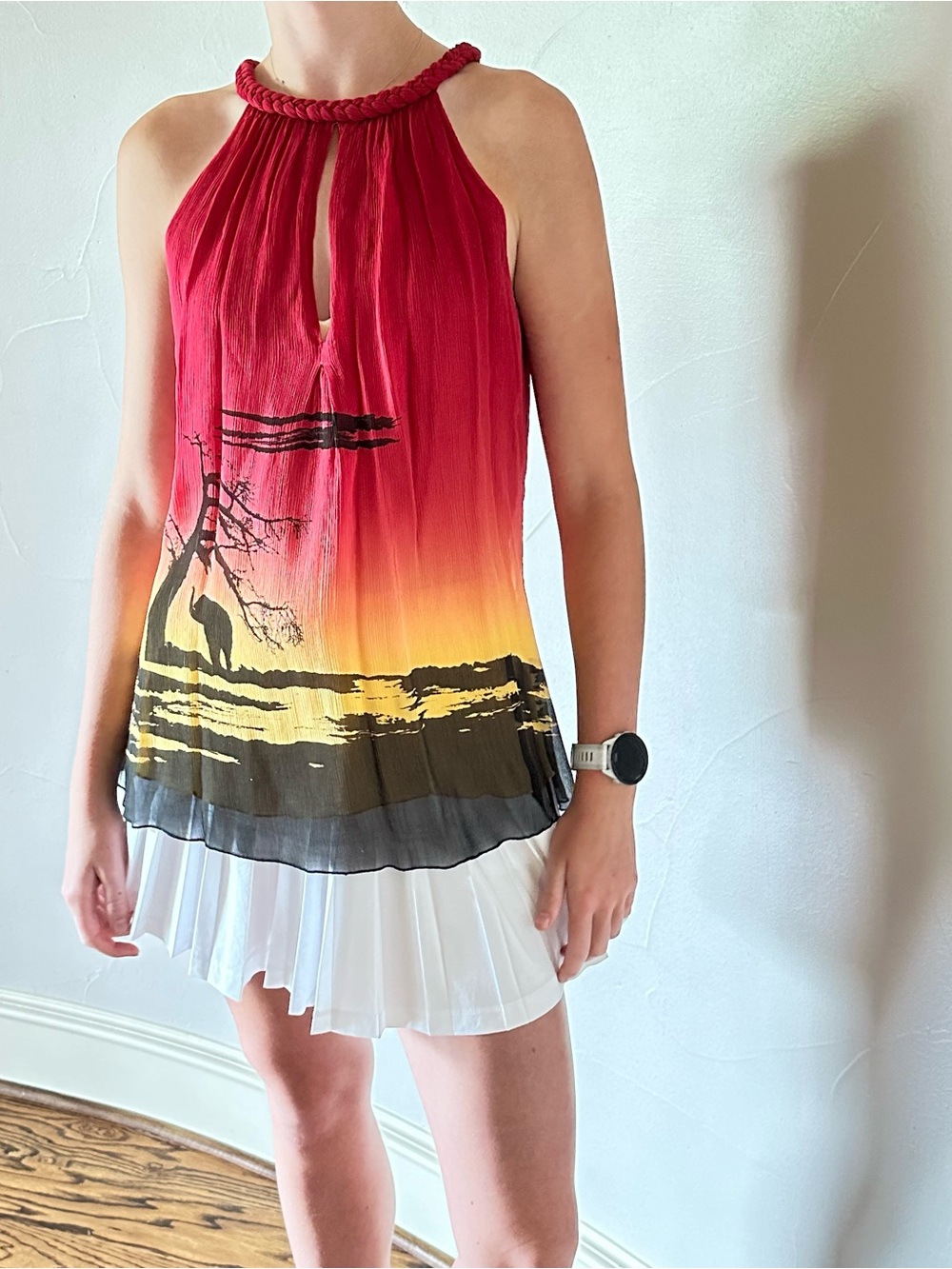 DIANE von FURSTENBERG Silk Halter Neck Top Multi Color🌸